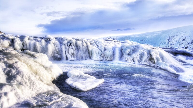 Frozen Waterfall — Blue, Cold, Winter, Photograph, Ice, River, Mountain