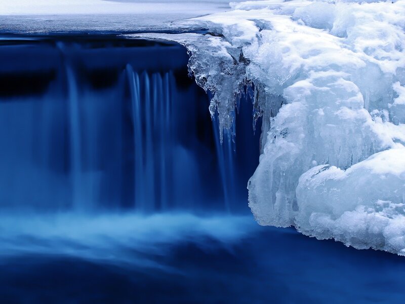 Frozen Waterfall — Blue, Cold, Winter, Photograph, Ice, River