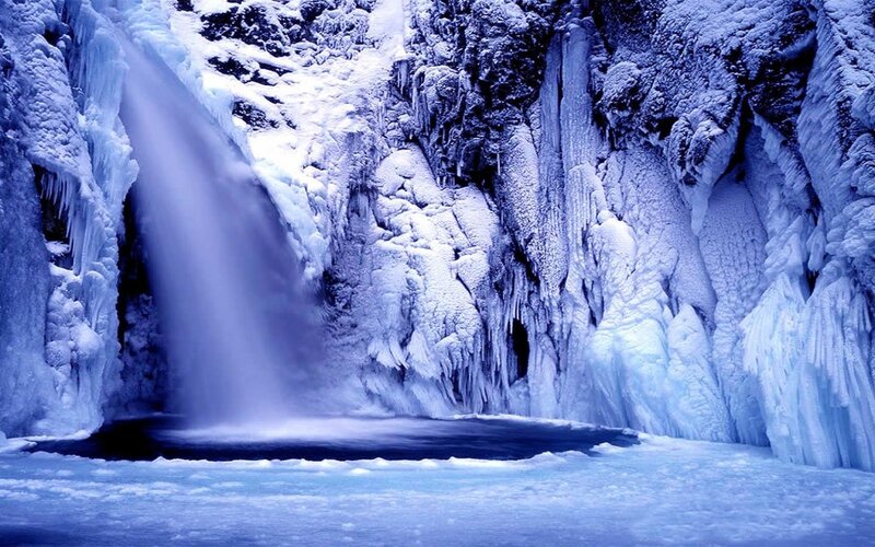 Frozen Waterfall — Blue, Cold, Winter, Photograph, Ice, Rock