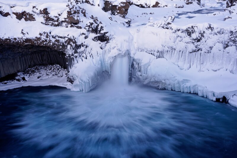 Frozen Waterfall — Blue, Cold, Winter, Photograph, Ice, Snow, River