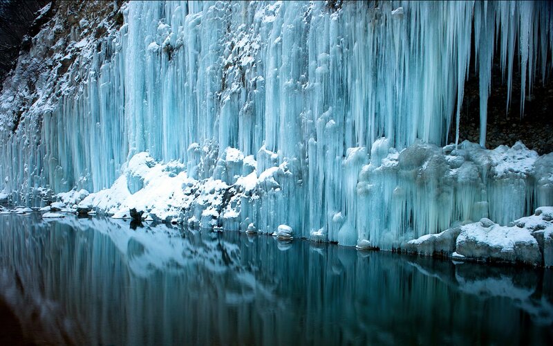 Frozen Waterfall — Blue, Cold, Winter, Photograph, Ice, Snow