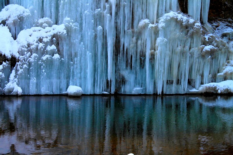 Frozen Waterfall — Blue, Cold, Winter, Photograph, Ice, Snow, Water