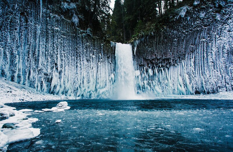 Frozen Waterfall — Blue, Cold, Winter, Photograph, Ice, Trees