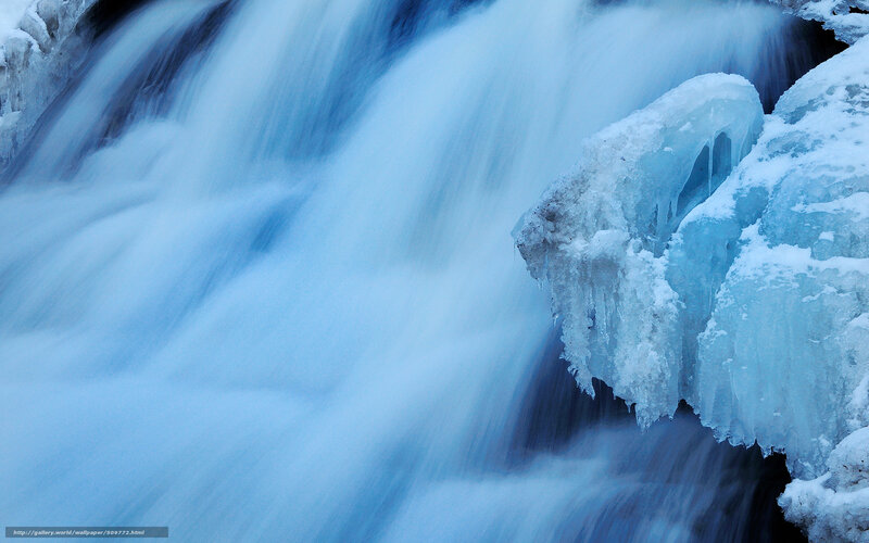 Frozen Waterfall — Blue, Cold, Winter, Photograph, Ice, Water, Rocks