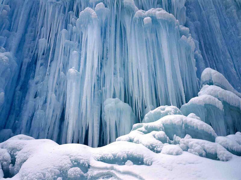 Frozen Waterfall — Blue, Cold, Winter, Photograph, Icicles, Snow, Ice