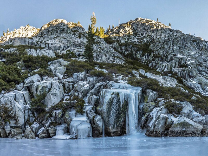 Frozen Waterfall — Blue, Cold, Winter, Photograph, Mountain