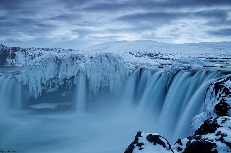 Frozen Waterfall — Blue, Cold, Winter, Photograph, Snow, Ice
