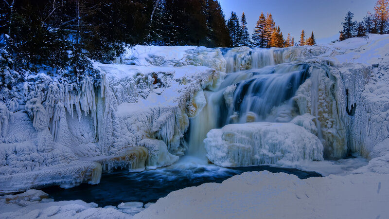 Frozen Waterfall — Blue, Cold, Winter, Photograph, Snow