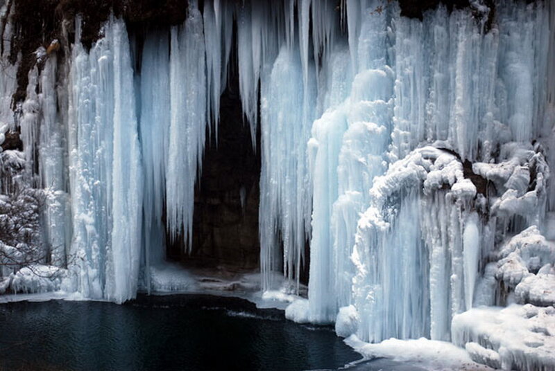 Frozen Waterfall — Blue, Cold, Winter, Photograph
