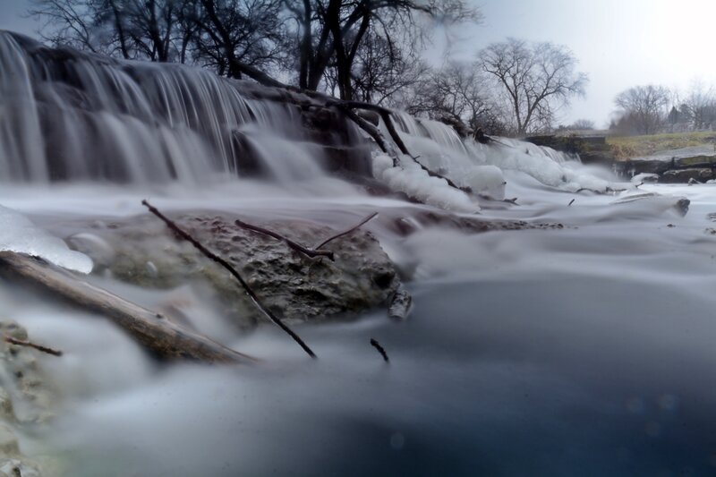 Frozen Waterfall — Blue, Cold, Winter, Photograph, Trees