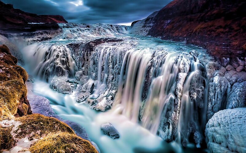 Frozen Waterfall — Blue, Dramatic