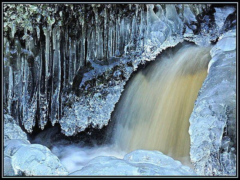 Frozen Waterfall — Blue, Dramatic, Winter, Photograph, Ice, Cave
