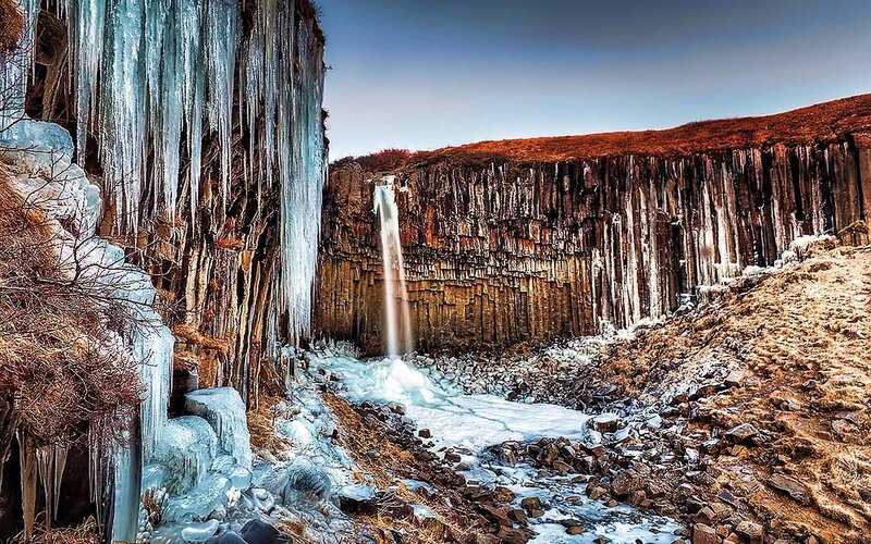 Frozen Waterfall — Blue, Dramatic, Winter