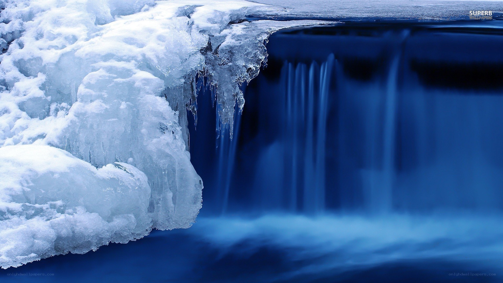 Frozen waterfall cascade