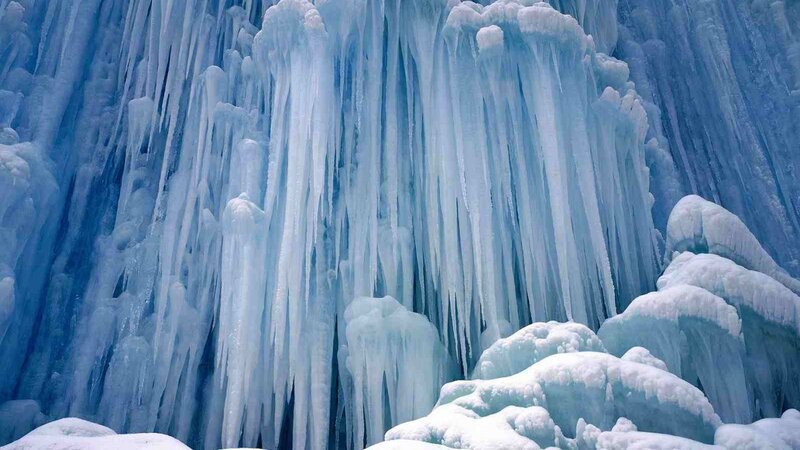 Frozen waterfall icicles