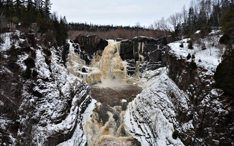 Frozen Waterfall in Canyon — White, Cold