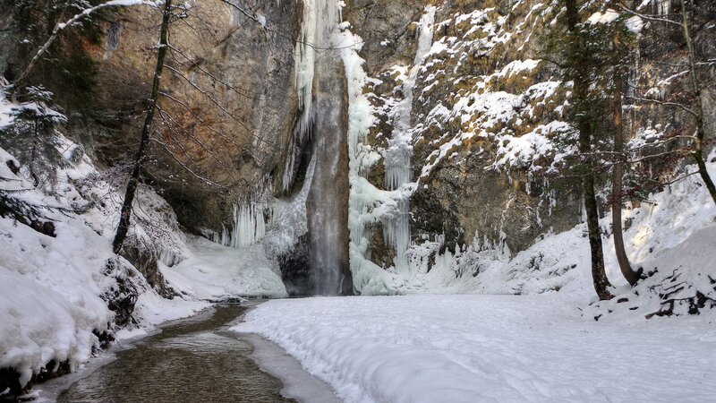 Frozen Waterfall in Canyon — White