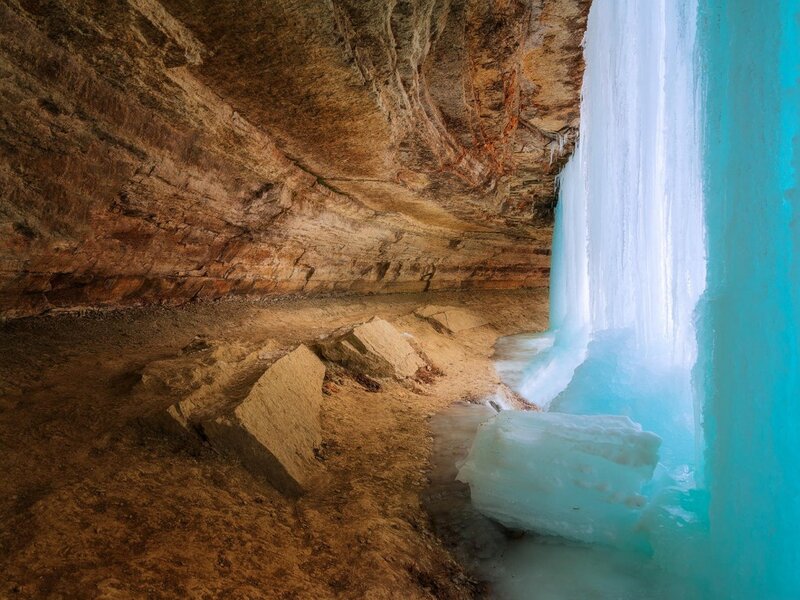 Frozen Waterfall in Cave