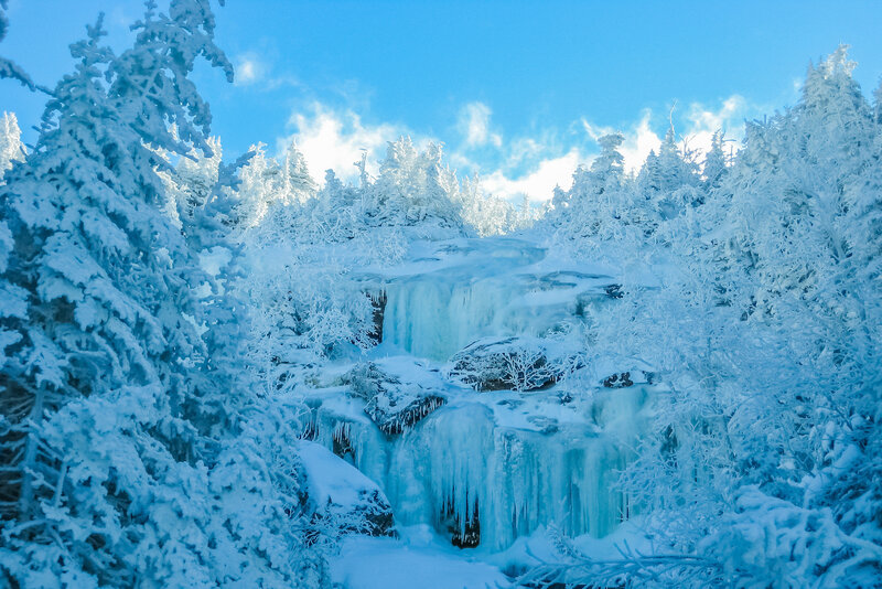 Frozen Waterfall in Forest — Blue, Cold