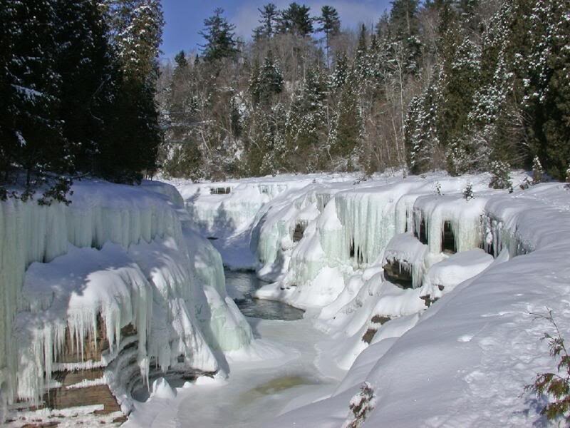 Frozen Waterfall in Forest — White, Cold