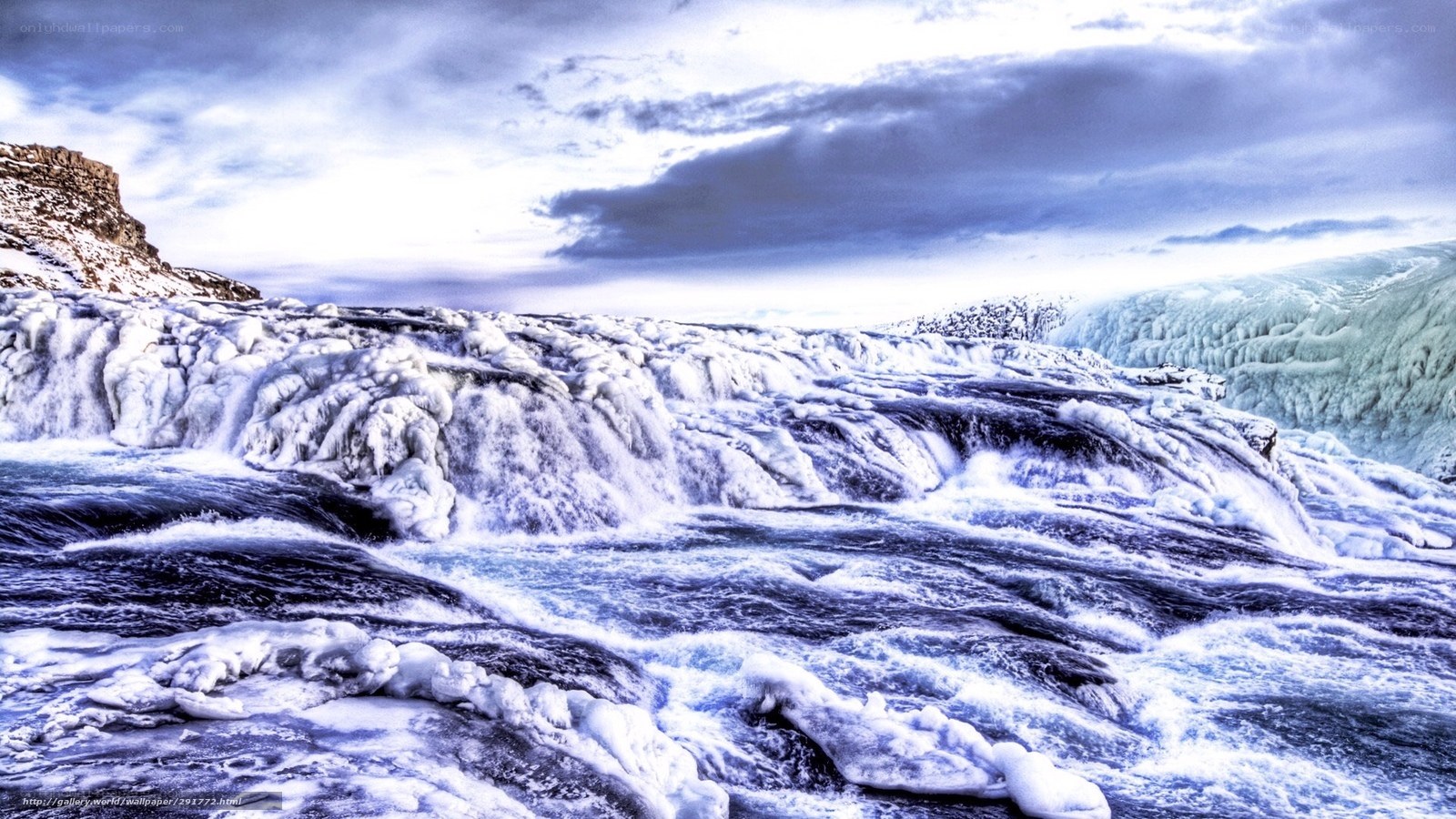 Frozen waterfall in Iceland