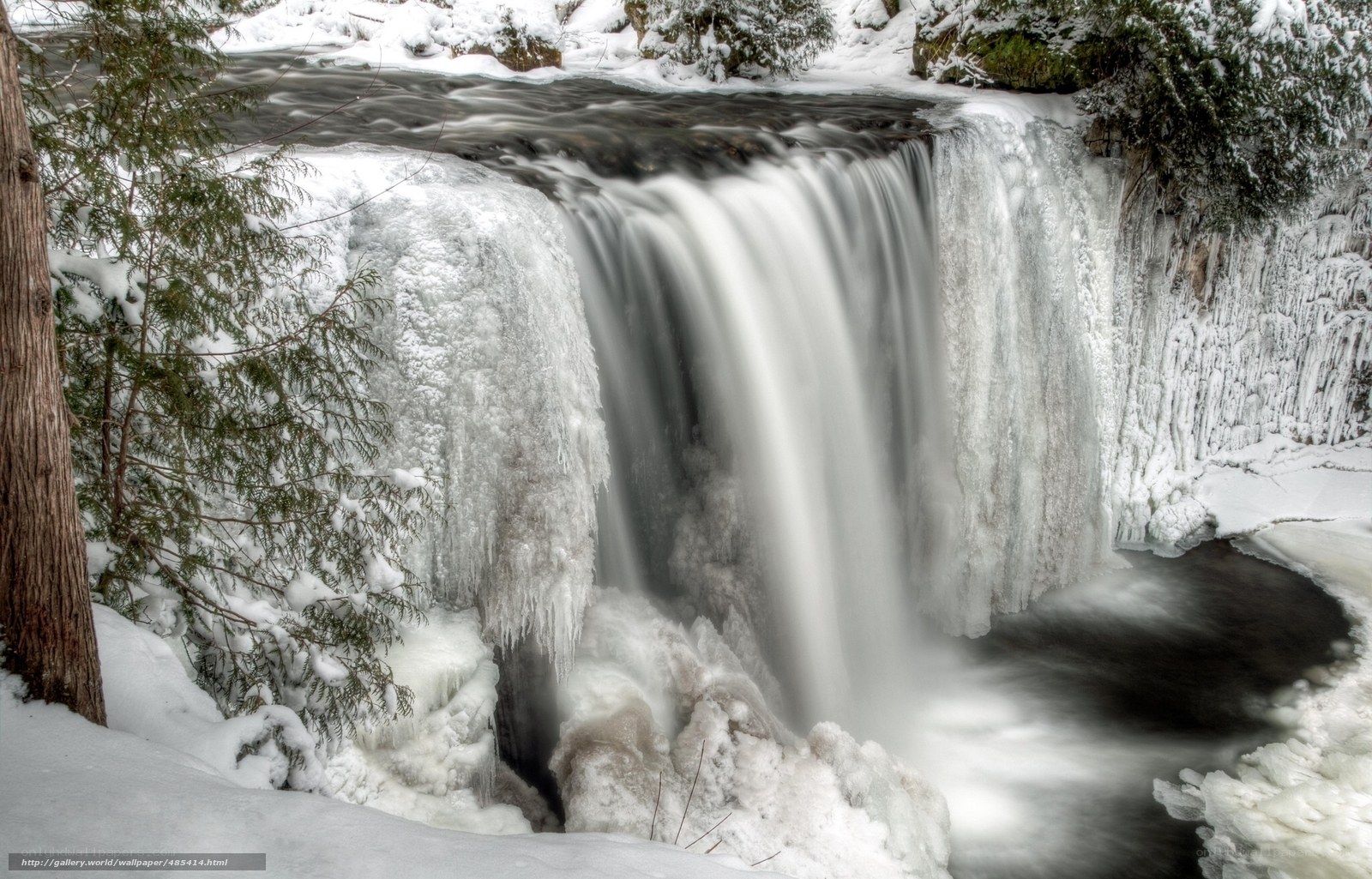 Frozen waterfall in winter