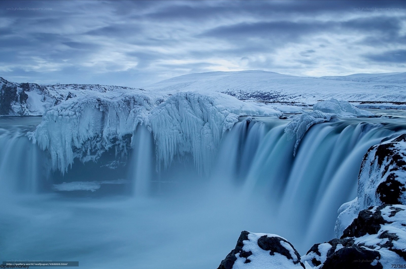 Frozen waterfall in winter