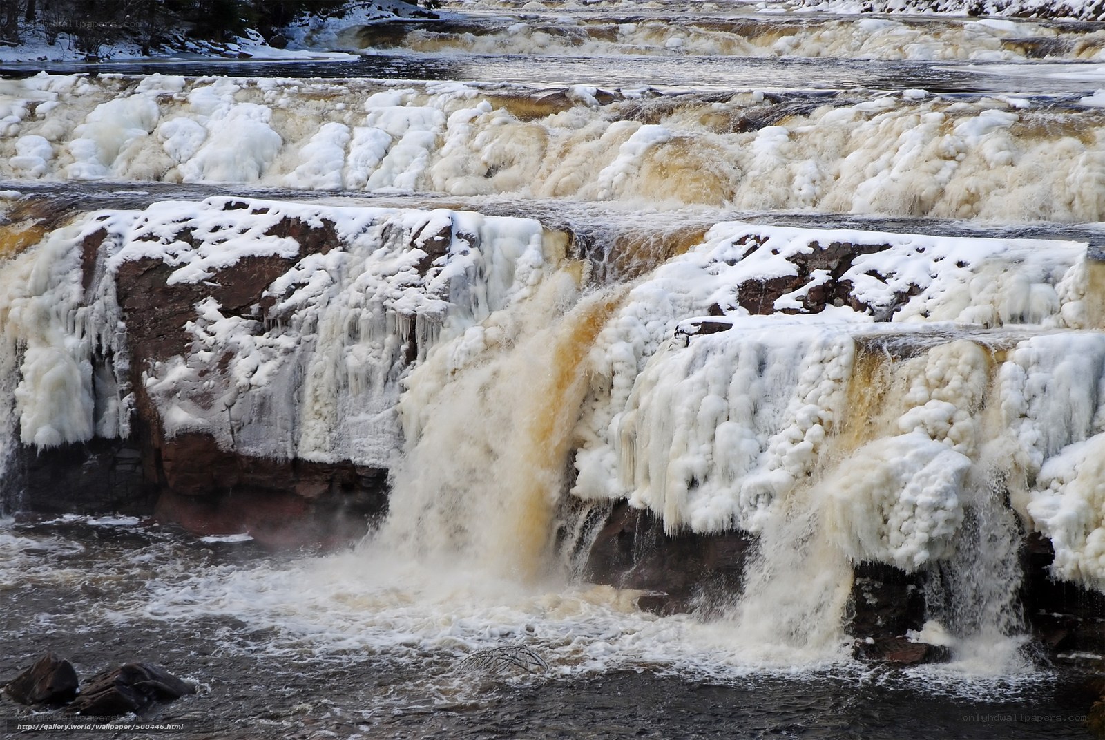 Frozen waterfall in winter