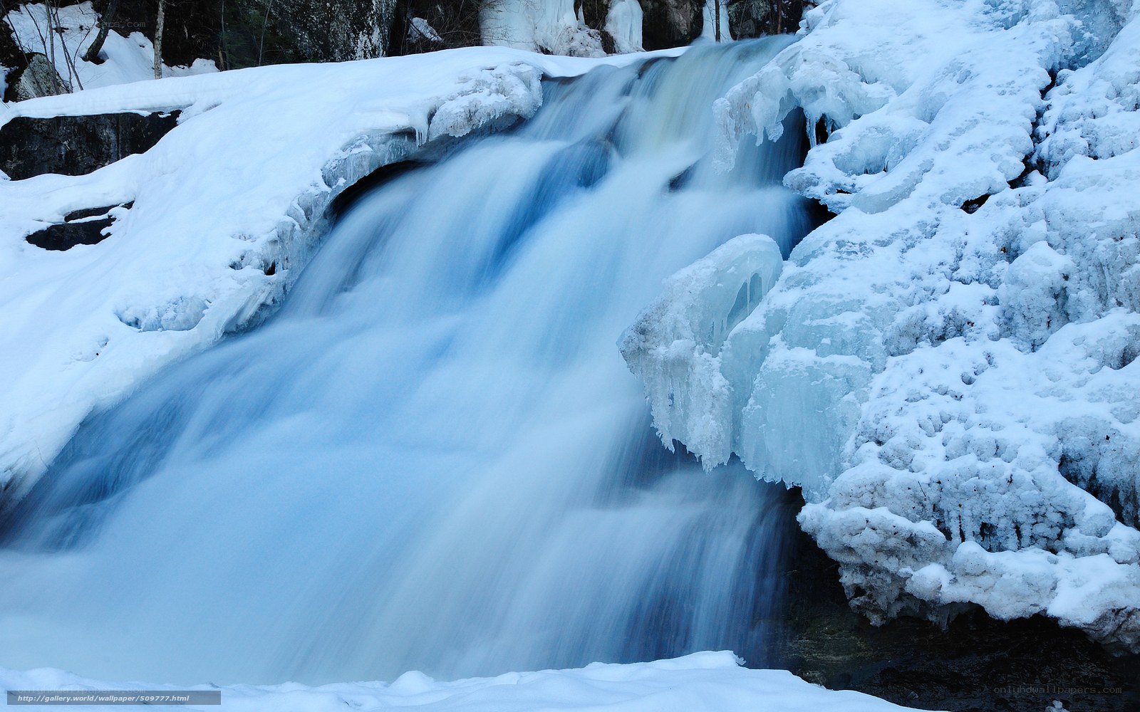 Frozen waterfall in winter