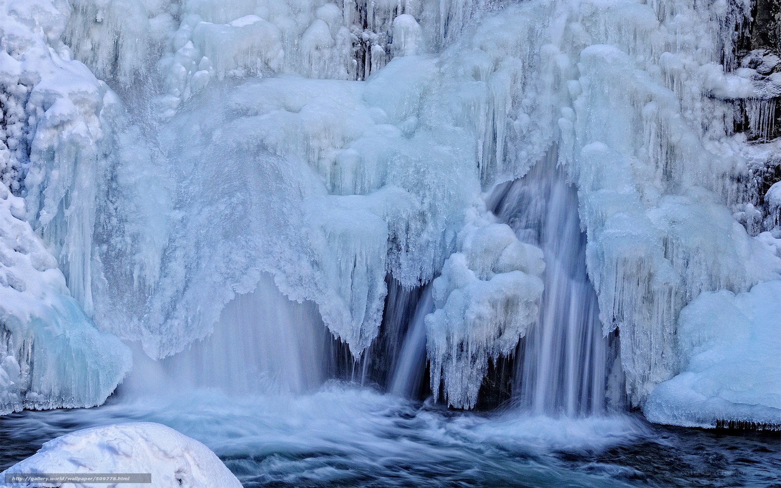 Frozen waterfall in winter