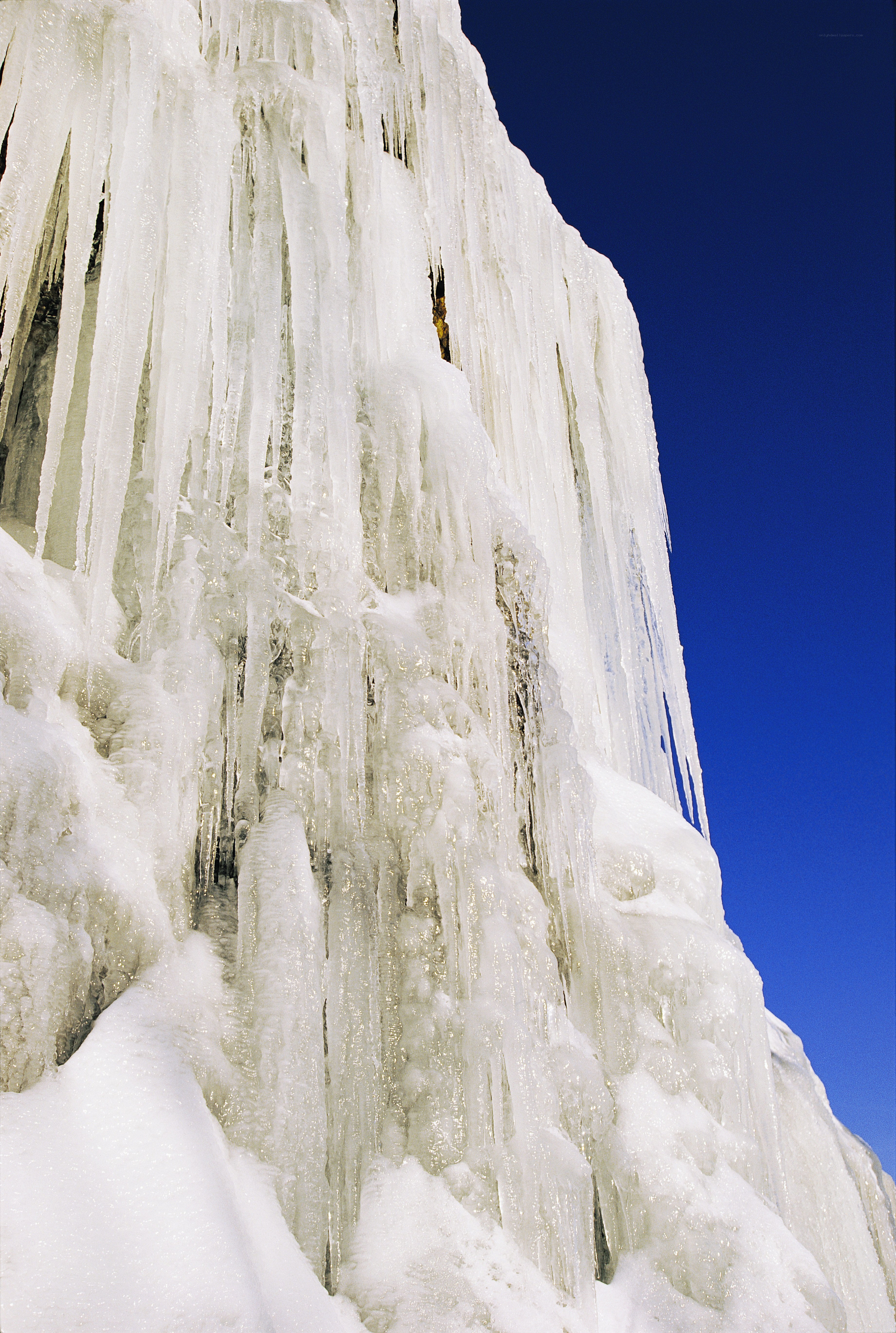 Frozen waterfall in winter