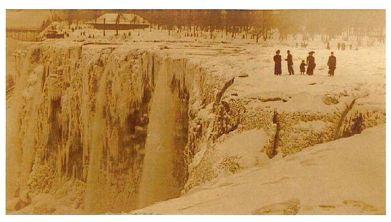 Frozen waterfall in winter