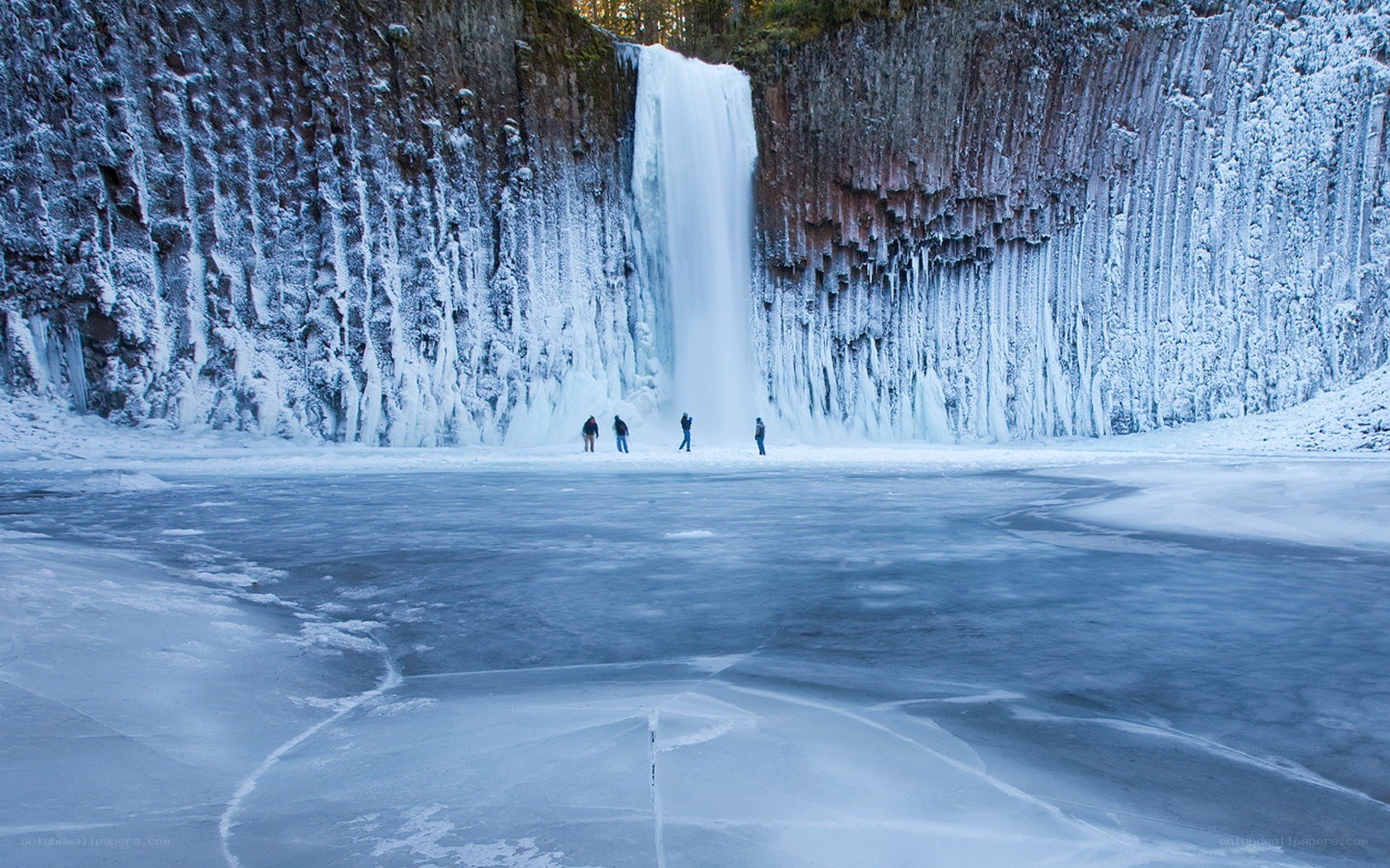 Frozen waterfall in winter
