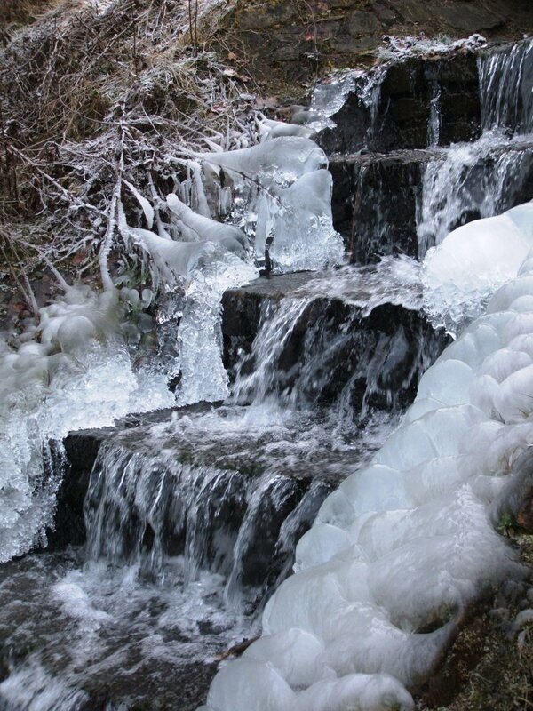 Frozen waterfall in winter
