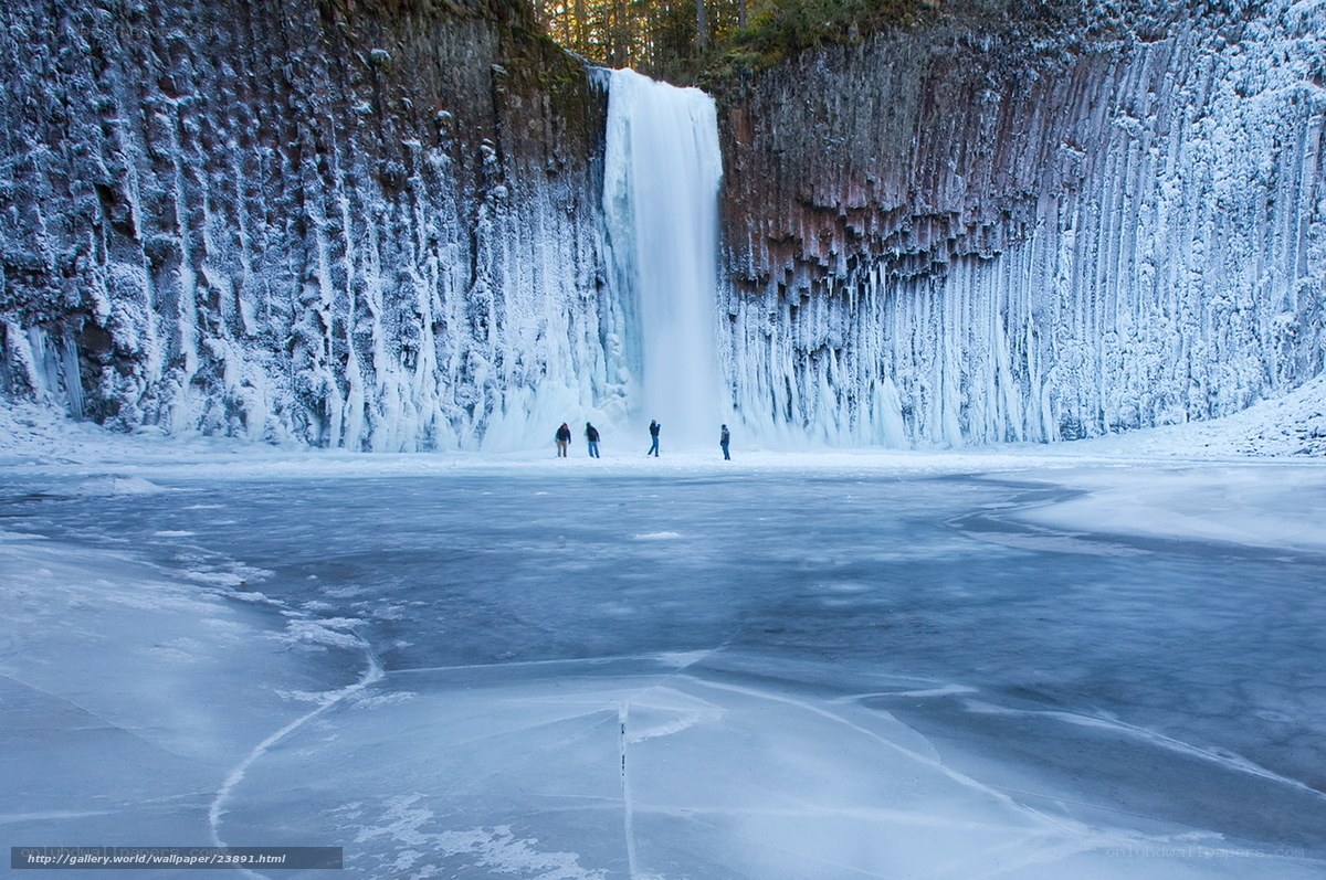 Frozen waterfall in winter