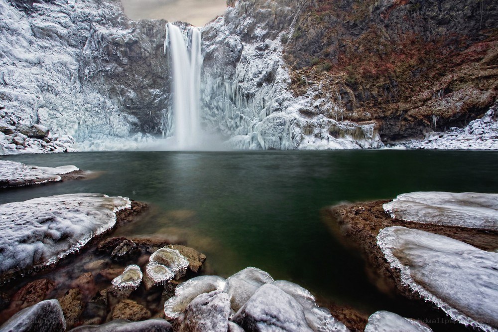 Frozen waterfall in winter