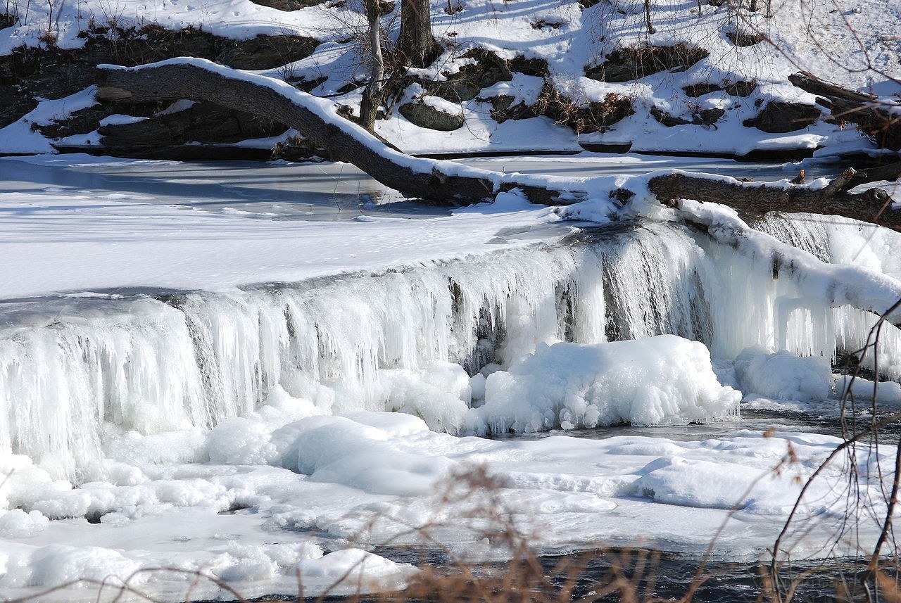 Frozen waterfall in winter