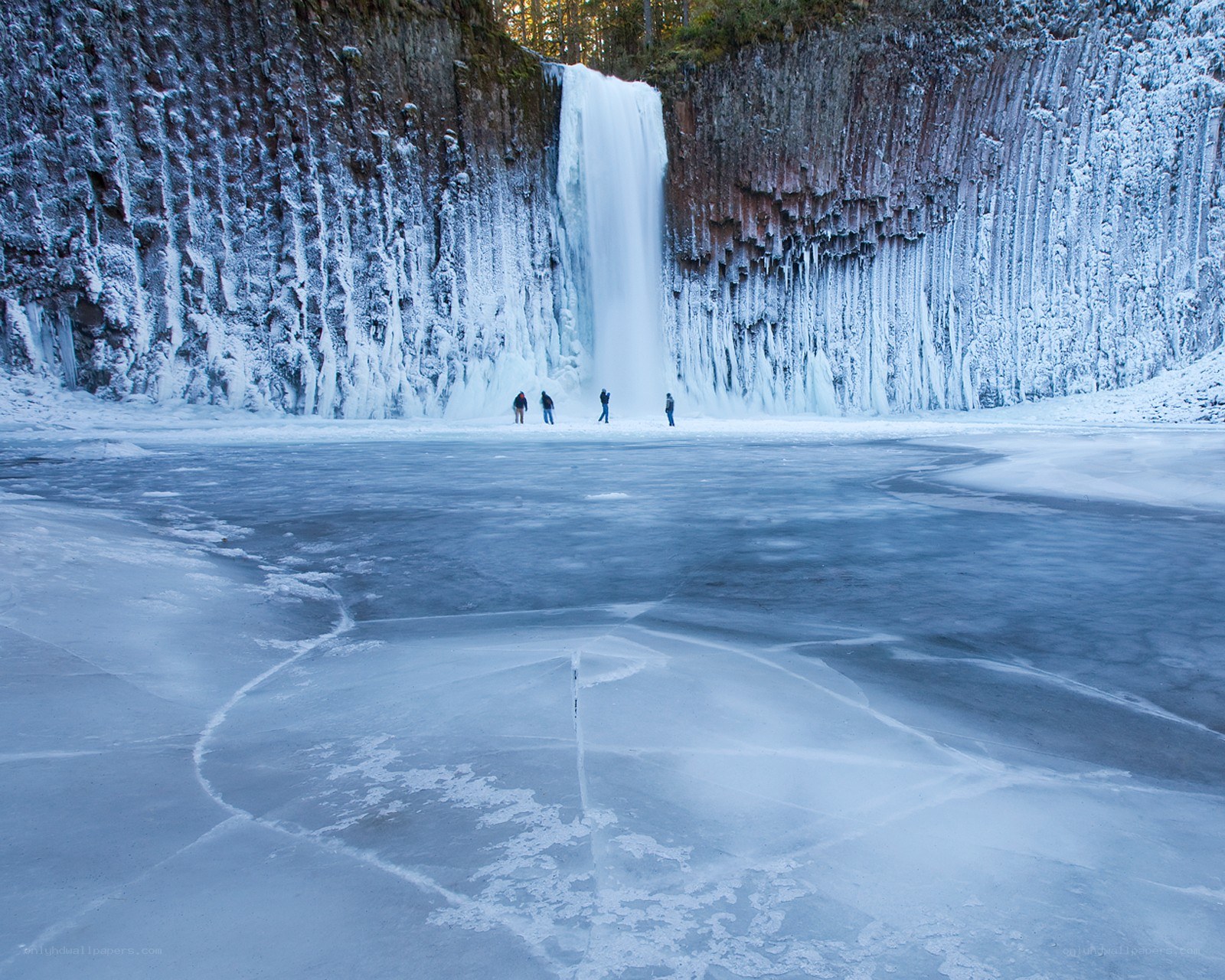 Frozen waterfall in winter