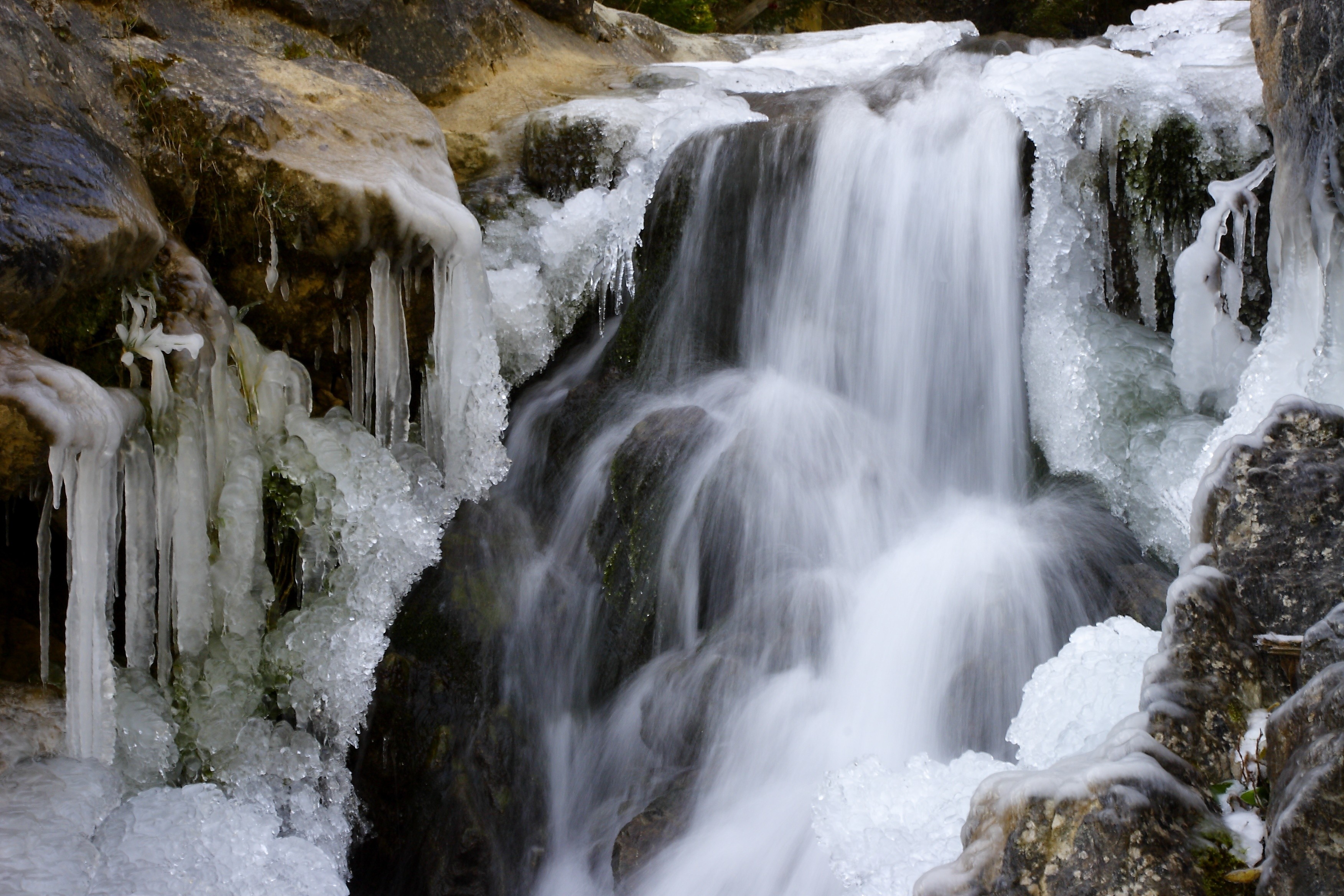 Frozen waterfall in winter