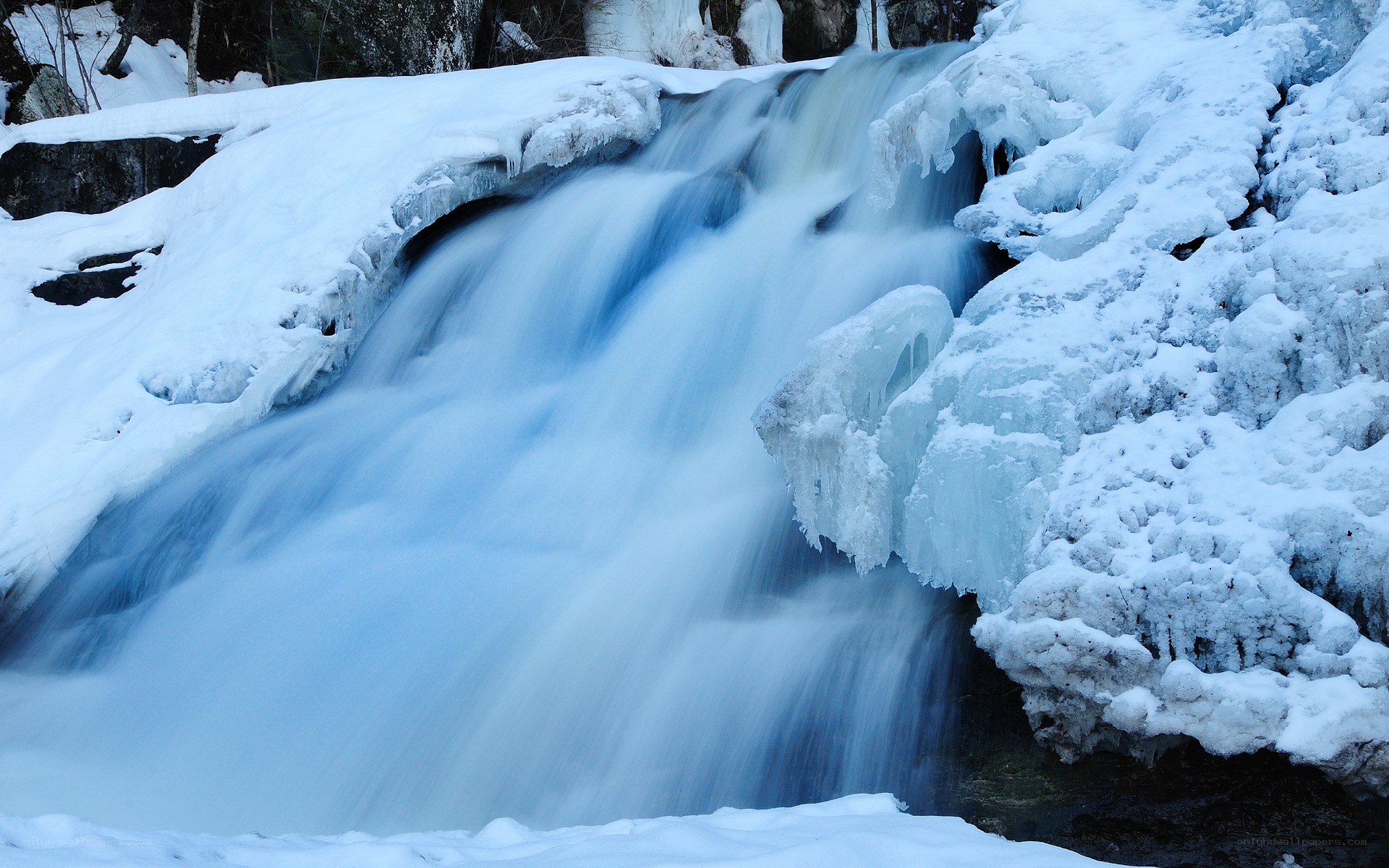 Frozen waterfall in winter