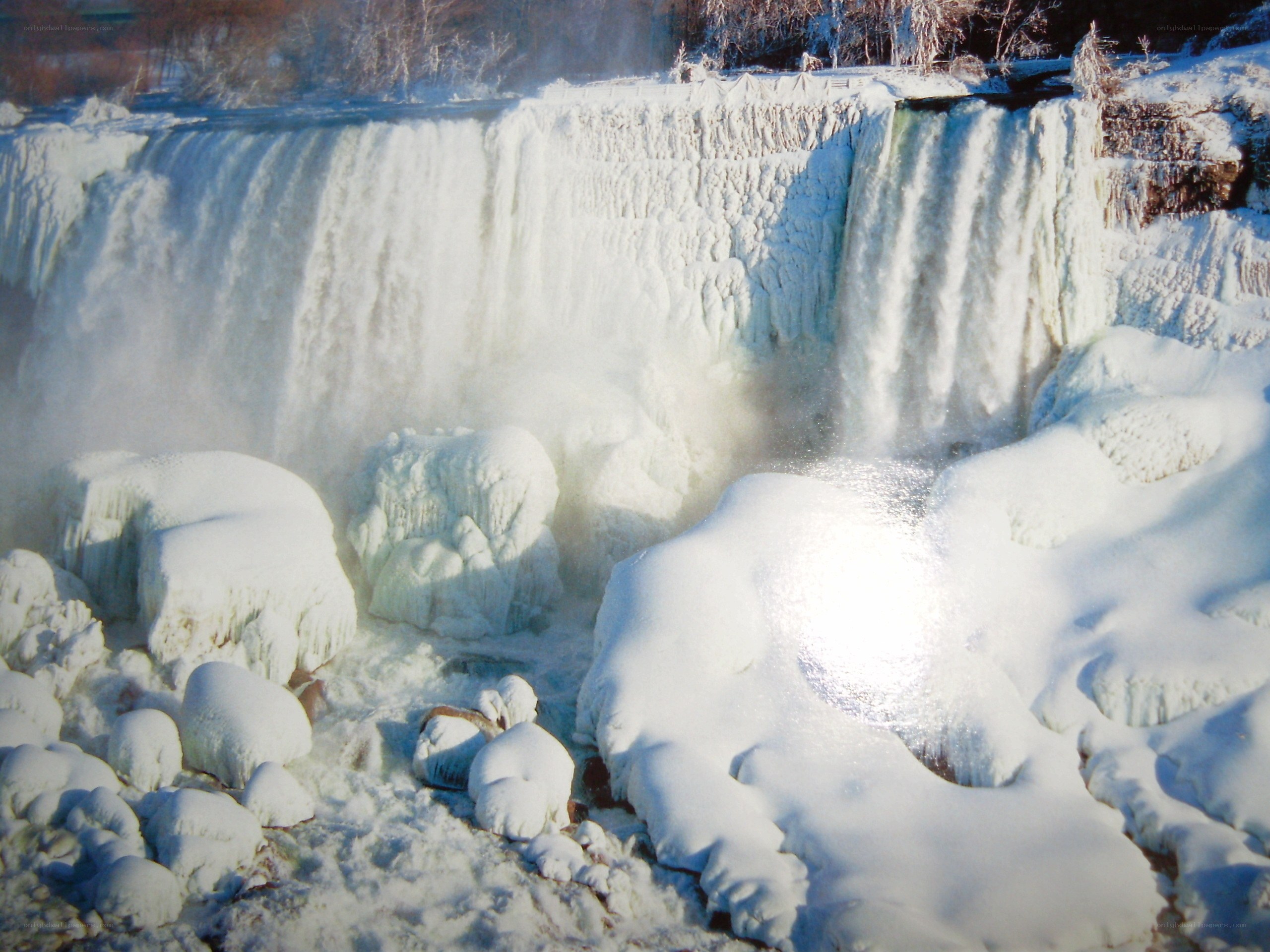 Frozen waterfall in winter