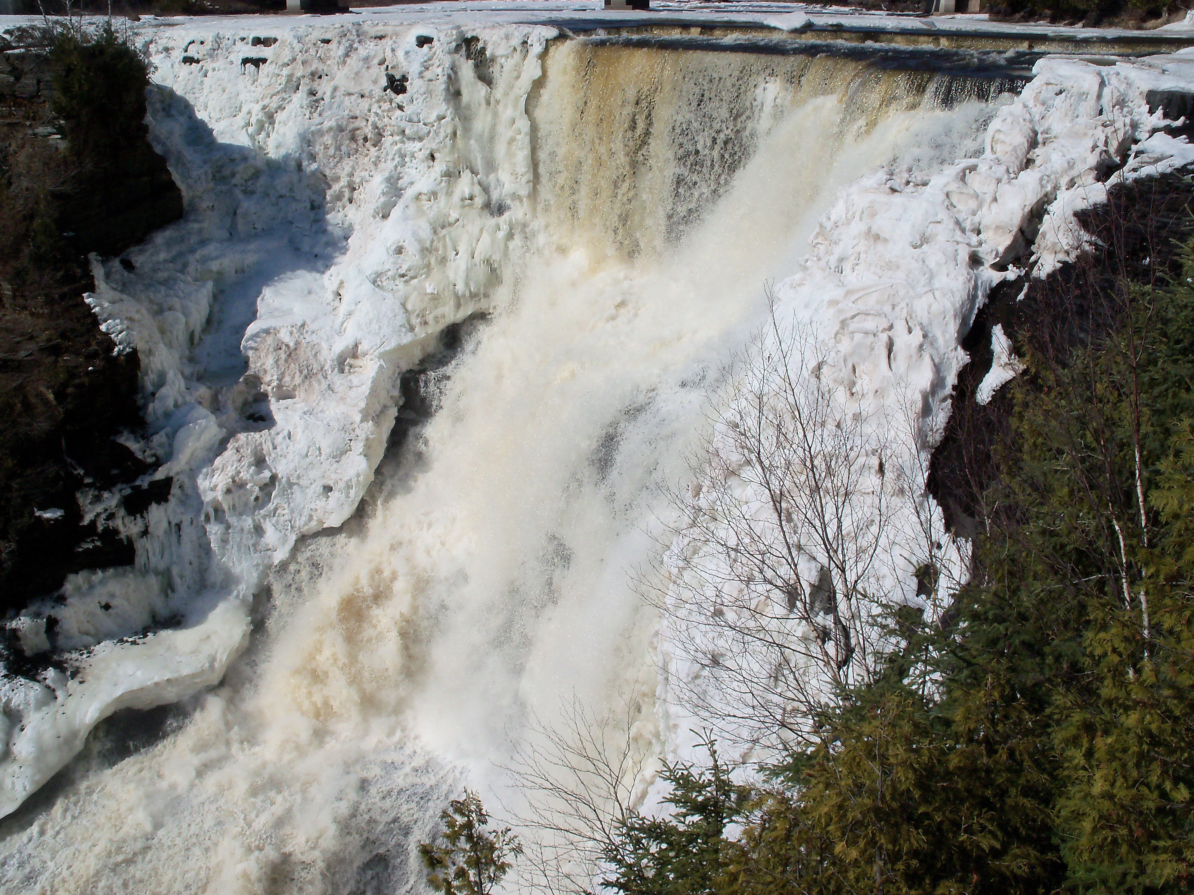 Frozen waterfall in winter