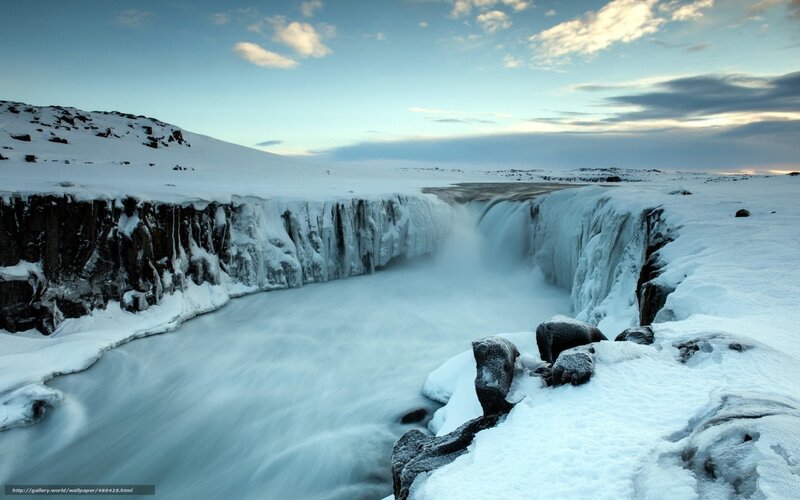 Frozen Waterfall in Winter — White, Cold, Photograph