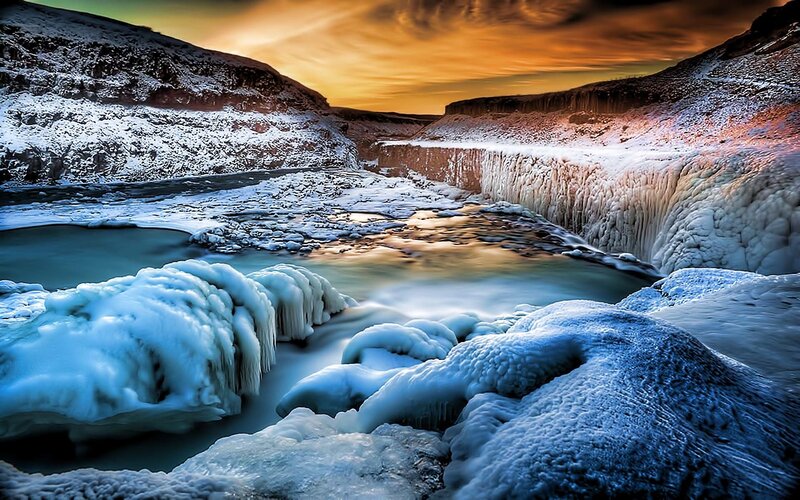 Frozen Waterfall Landscape