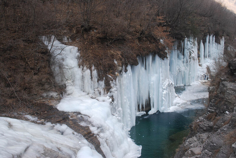 Frozen Waterfall — White, Cold, Winter, Photograph, Ice, River