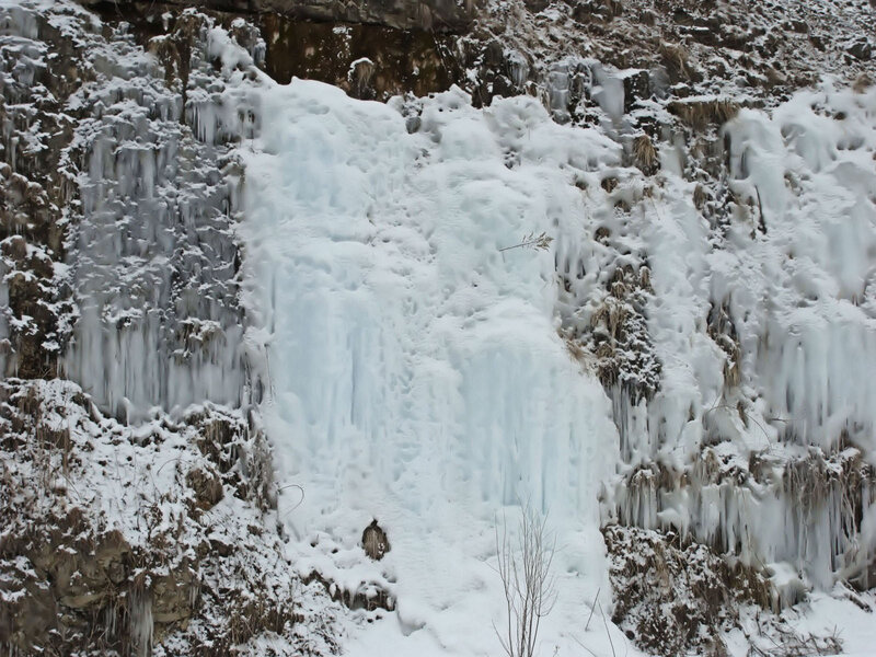 Frozen Waterfall — White, Cold, Winter, Photograph, Ice, Rock