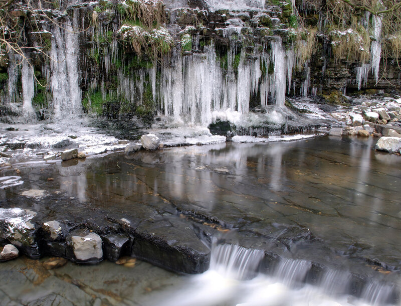 Frozen Waterfall — White, Cold, Winter, Photograph, Ice, Rocks, Stream