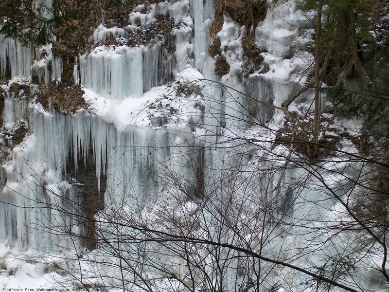 Frozen Waterfall — White, Cold, Winter, Photograph, Icicles