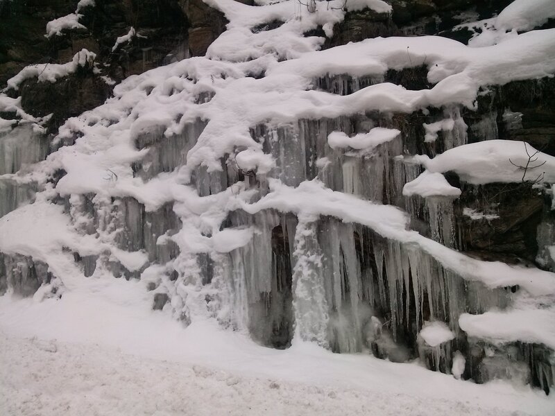 Frozen Waterfall — White, Cold, Winter, Photograph, Snow, Ice, Rock