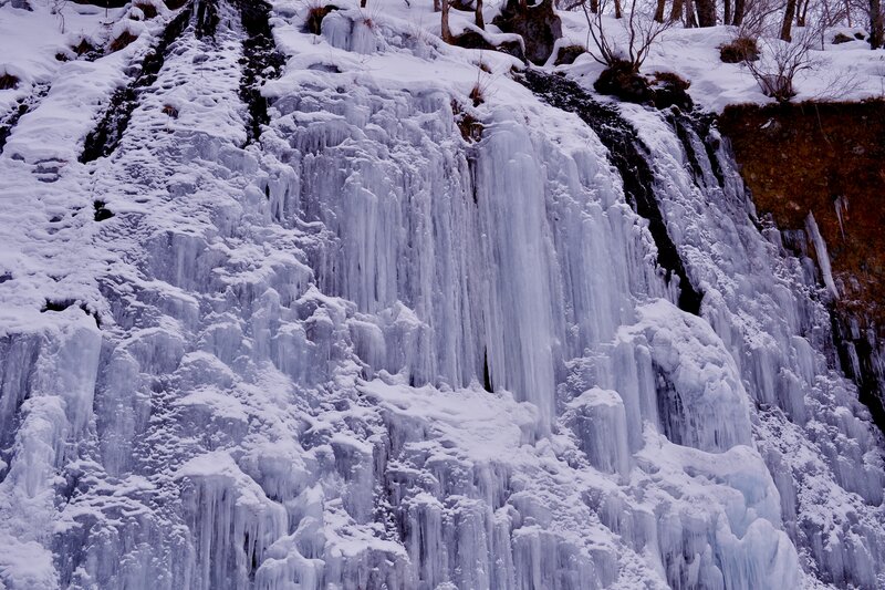 Frozen Waterfall — White, Cold, Winter, Photograph, Snow, Ice, Rocks
